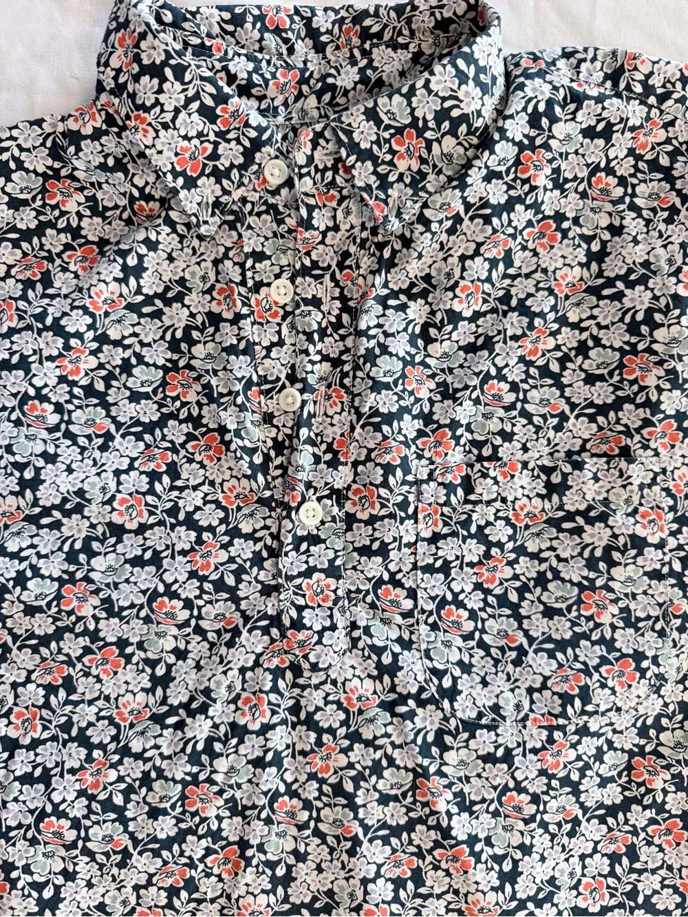 Men's J Crew Flex Washed Floral Print Size M Short Sleeve Button Down Shirt